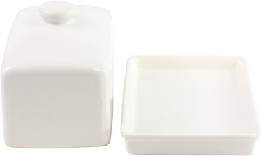 Traditional Ceramic Butter Dish, Classic White, 2-Piece Set, Pattern