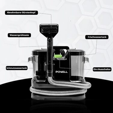 Портативний пилосос для килимів Powell Waschsauger 450W - 13kPA, для килимів, диванів, меблів, авто