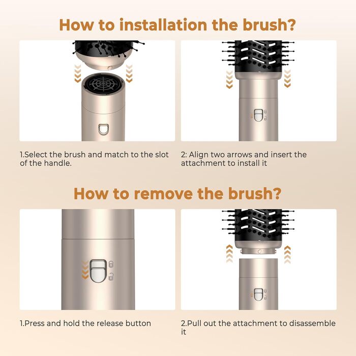 UKLISS Hairstyler 6 в 1 Airbrush: професійний набір для укладки волосся | 1000W | Air Curler, фен-щітка, стайлер для локонів, об'єму та випрямлення | Золотий