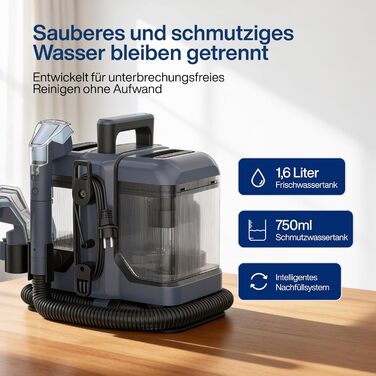 Samako PowerClean V2: Портативний мийний пилосос для м'яких меблів, килимів, матраців та автокрісел. 750 Вт