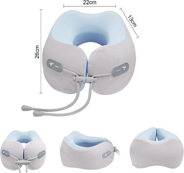 Подушка для шиї з Memory Foam, подушка для подорожей (літак, авто, поїзд, автобус, офіс), зручна підтримка голови та шиї, знімний чохол (Рожевий, Сірий)