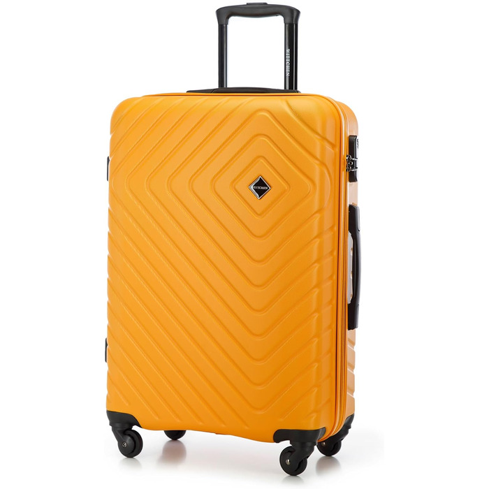 Набір валіз WITTCHEN Cube Line (S+M+L) з ABS, геометричним тисненням, 4 колесами, телескопічною ручкою та комбінаційним замком (Оранжевий)