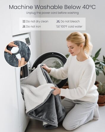 Електрична ковдра AnySun з підігрівом 180x130 см з автовимкненням, 6 режимів нагріву, таймер 10 годин, захист від перегріву, для ліжка, дивану, машинне прання, сіра