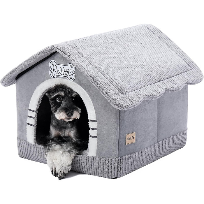 Будка для собак Jiupety, XL, 51x46x46 см, сіра - затишна лежанка для собак вагою 7-14 кг