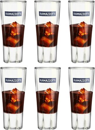 6 x Ramazzotti Liqueur Glasses, Herbal Liqueur, Long Drinks, Cocktails