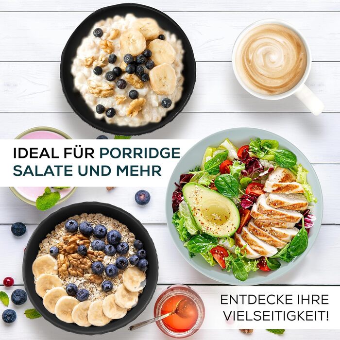 Набір мисок Miamio Palmanova (6 шт., 800 мл) – чорний, матові миски для мюслі та інших страв