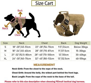 FeimaX Tactical Dog Harness with Handle Military Net Working Tactical Dog Vest Chest Harness for Large Dogs No Pull Adjustable Vest for Walks Training (Brown, S) Brown S