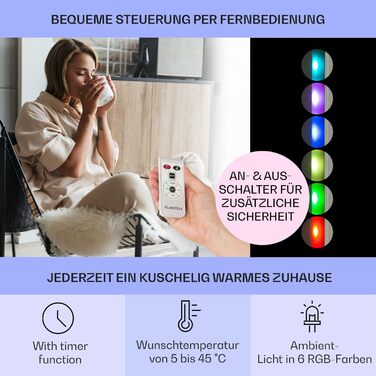 Електричний конвектор Klarstein Bornholm Curved Ambient: мобільний нагрівач з термостатом, 2000 Вт, чорний