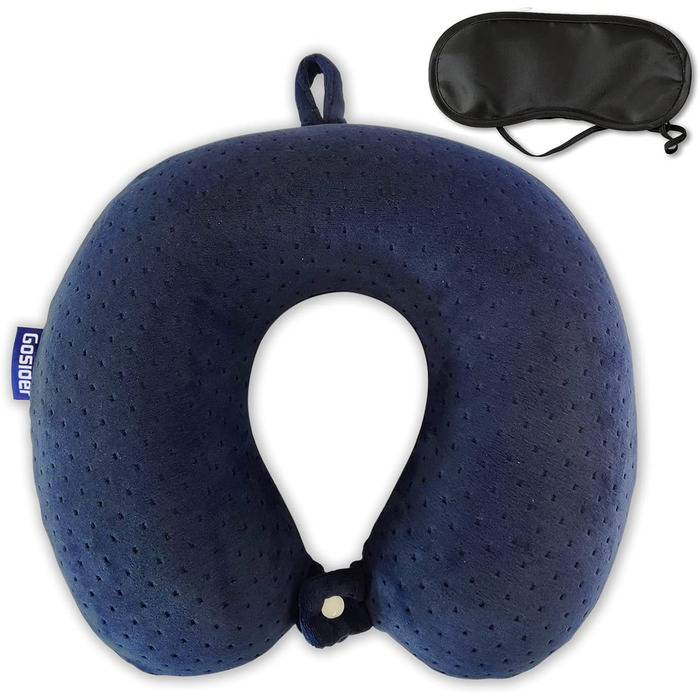 Подушка для шиї з Memory Foam, зручна у подорожах, U-подібна, підтримує шию та голову, знівелює втому, портативна, для літаків, поїздів, автомобілів, блакитна