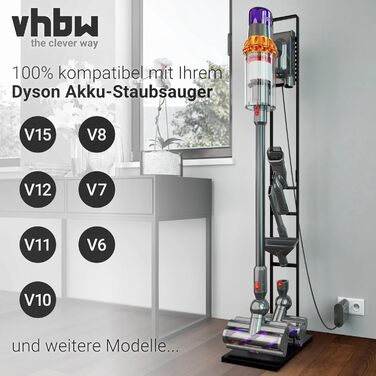 vhbw Dyson Vacuum Stand Holder - Compatible with V15, V12, V11, V10, V8, V7, V6 Cordless Vacuum Cleaners with Mop Attachment - Stable Accessory