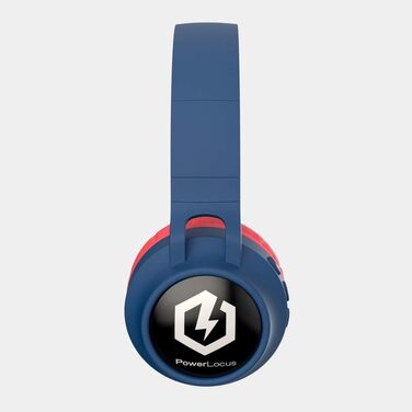 Дитячі навушники PowerLocus Bluetooth Over-Ear з LED-підсвічуванням та обмеженням гучності 85dB, з мікрофоном для телефону, планшета, ПК, ТВ (Синій/Червоний)