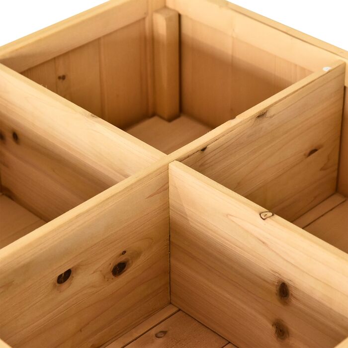 Outsunny Planting Table Raised Garden Bed Planting Table Flower Box Seedling Table 8 Compartments with Drainage, Shelf, Fir Solid Wood Natural Wood 110 x 46 x 76 cm | Aosom