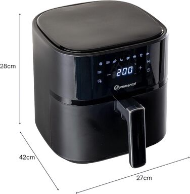 Фритюрниця без олії Sommertal HF760-7,6L XXL Airfryer з сенсорним екраном, 8 програм, 2000 Вт - економна та здорова, велика фритюрниця