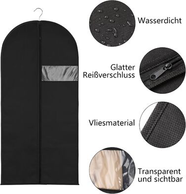 2 місткі мішки для одягу з відділенням для взуття, 120 x 60 см, чорні мішки для одягу на блискавці, захищені від молі, великі мішки для одягу для зберігання, чохол для одягу, сорочок