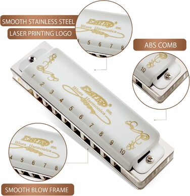 Гармоніка блюзова діатонічна East Top T008L, C Key (10 отворів) для професіоналів та початківців