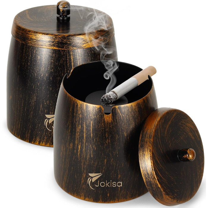 Набір попільничок для вулиці та дому Edestah Retro (2 шт.) - великий, з кришкою, антиковзкий