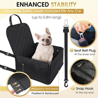 Автомобільний лежак для собак на заднє сидіння, чорний. Міцний, водонепроникний, з ременями безпеки. Підходить для собак малого та середнього розміру.