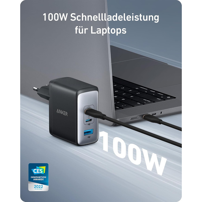 Зарядний пристрій Anker Nano II 100W: 3 порти USB-C для MacBook Pro/Air, iPad, Pixelbook, Galaxy, iPhone, ThinkPad, чорний