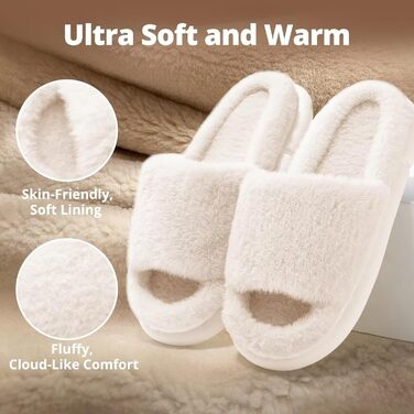 Жіночі плюшеві халапи з штучного хутра, з піною пам'яті, теплі та зручні (Бежевий, 40/41 EU)