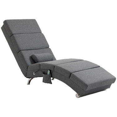 HOMCOM Recliner with Massage Function Electric Lounge Chair Massage Chair with High Backrest, Remote Control, Foldable TV Chair with 5 Modes, Pillow, Dark Grey | Aosom