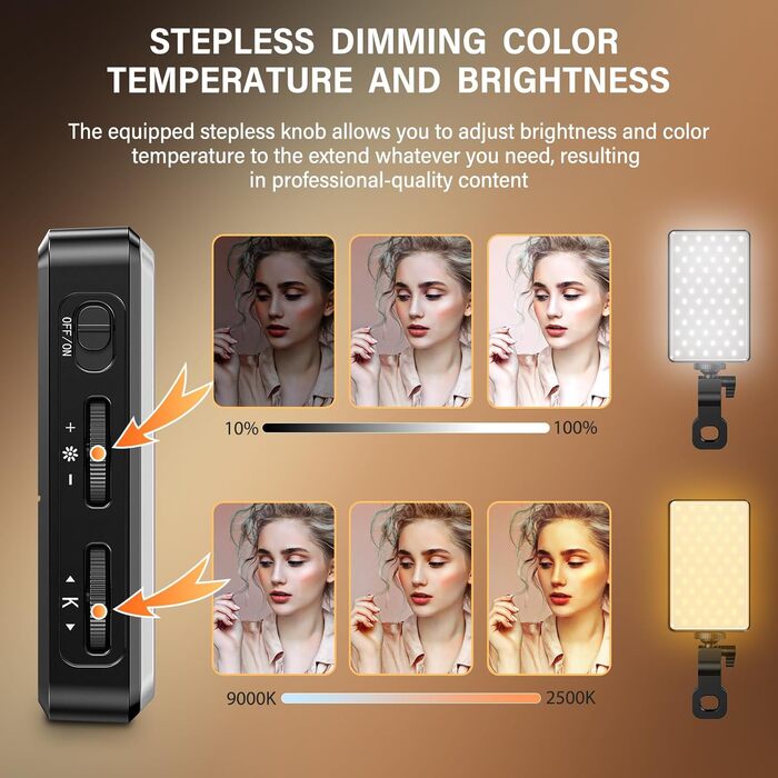 LED світло для селфі на телефон з регулюванням яскравості, 120 світлодіодів, 2500-9000K, акумулятор 3000mAh, CRI 95+, з тримачем для телефону та штативом, для фото та відеозйомки