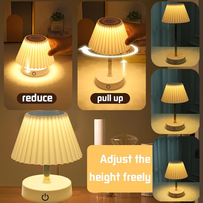 Настільна LED лампа акумуляторна 2 шт., телескопічна, з USB зарядкою, диммер сенсорний, нічник для спальні, вітальні, приліжкова