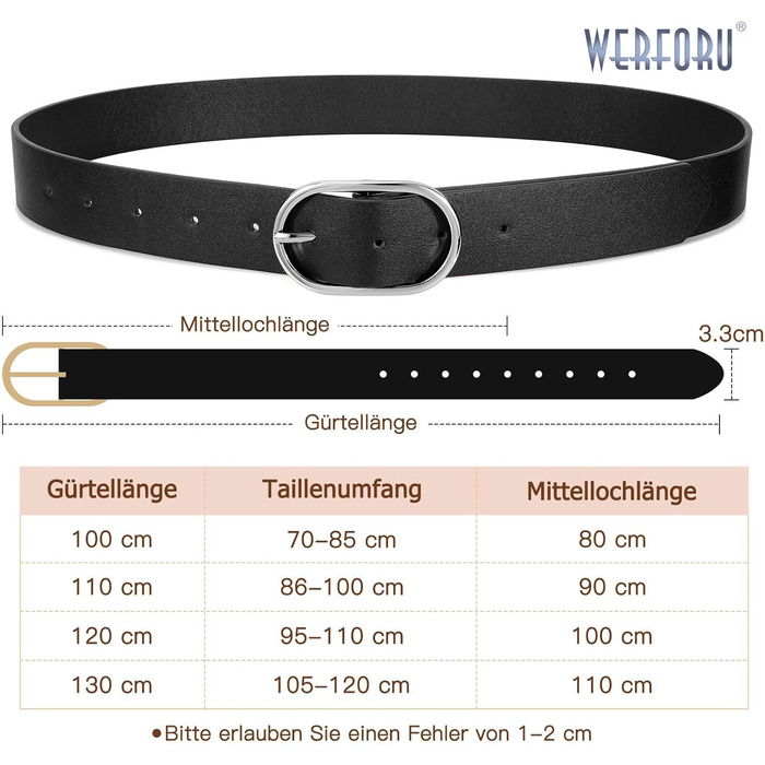 Жіночий шкіряний ремінь WERFORU з золотою пряжкою, комплект 3 шт. (коричневий, бежевий, чорний) для джинсів, штанів, суконь, розмір 95-110 см
