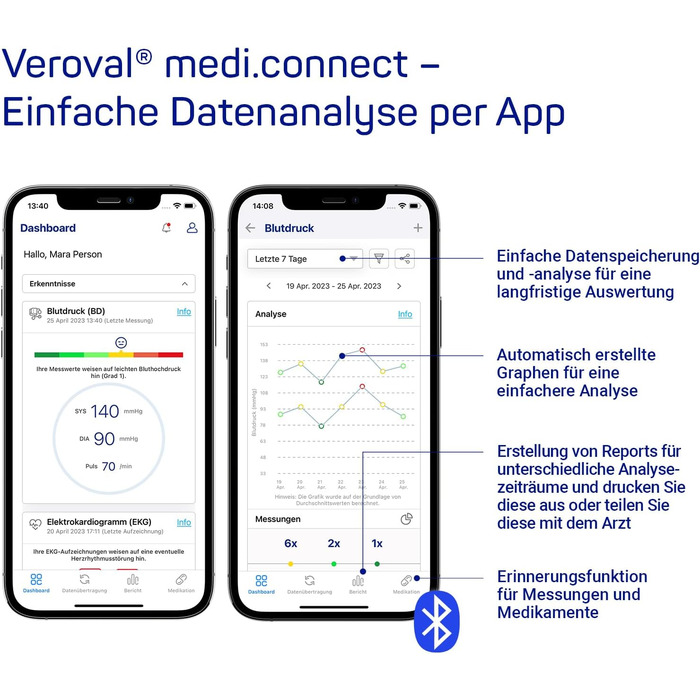 Veroval Compact + Тонометр на плечі BPU 26: виявлення фібриляції передсердь (AFib), передача даних у додаток, Bluetooth