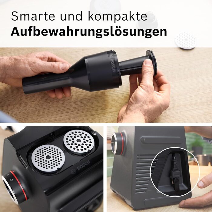 М'ясорубка Bosch MFW68660 срібляста (чорна) 2200 Вт, насадки для ковбас, 4 терки, 3 диски з нержавіючої сталі (3/4.8/8 мм)