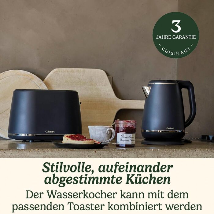 Cuisinart Kettle | Rapid-boiling, cordless kettle, 3kW | Gray, stainless steel, matte finish | 1.5L capacity | Part of coordinated kettle and toaster sets 1.5L pitcher Gray