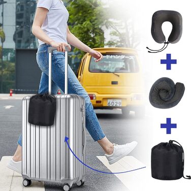 Подушка для шиї Poligono для подорожей: компактна, з піною з пам'яті, для літака, м'яка та комфортна (темно-сіра)