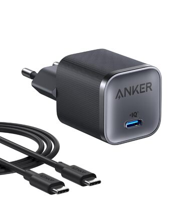 Anker Nano 45W USB-C Зарядний пристрій: Компактний мережевий адаптер для швидкої зарядки iPhone 17/Pro/Max, MacBook, Pixel, iPad, Samsung Galaxy (з кабелем 1.8м, чорний)