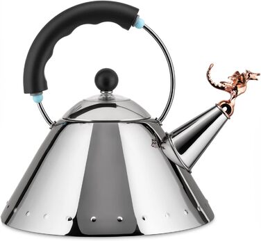 Alessi 9093 REX B Water Kettle, Stainless Steel, Black, 9 x 25 x 26.5 cm, Units, 1.0