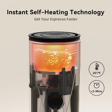 CERA+ Electric Portable Espresso Machine, Self-Heating in 3-4 Minutes, with Portable Bag.