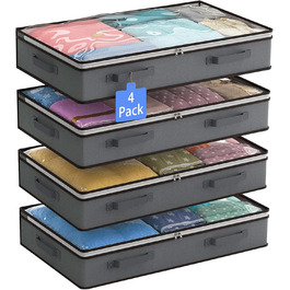 Коробка для зберігання під ліжко Flow Fire, 90L, 4 шт., з кришкою, складна, для постільної білизни та одягу