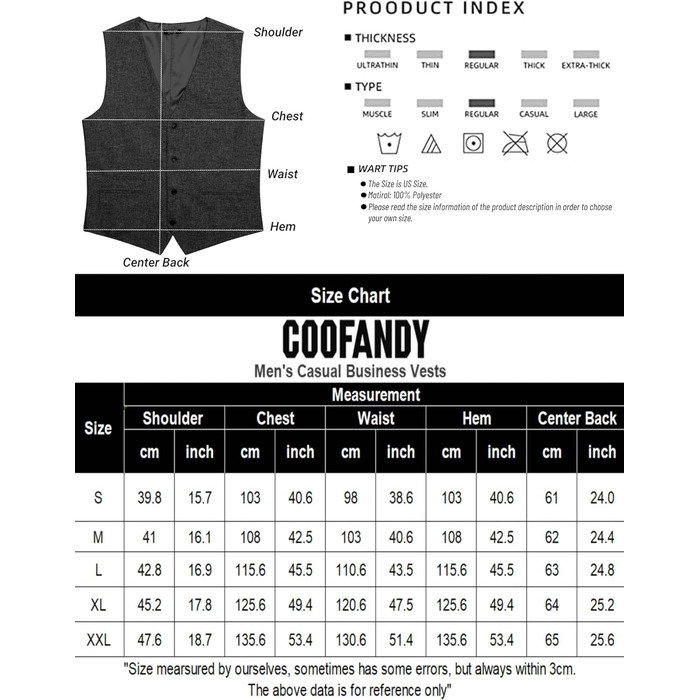 Жилет чоловічий COOFANDY Casual Business, легкий, Slim Fit, зелений, XXL