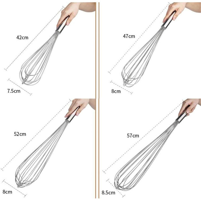 Whisk, Bold, Thick, Stainless Steel, Non-Stick, Used for Whisking Eggs and Cream, Home and Commercial Use (Size: 33×6cm)