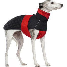 Greyhound Warm Winter Coat, Greyhound Coat Adjustable Outdoor Greyhound Dog Jacket with Harness Hole Warm Dog Clothing Greyhound/Salukis (XL, Red)