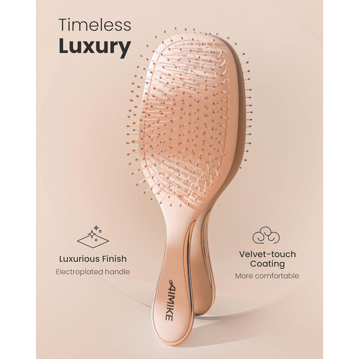 Щітка для волосся AIMIKE без пошкоджень, розпушувач з м'якими щетинками, безболісна розпушувальна щітка для складних вузлів, особливо делікатна до тонкого волосся, ідеальна для догляду за шкірою голови та масажу. Подушковий масажер LuxeSilk