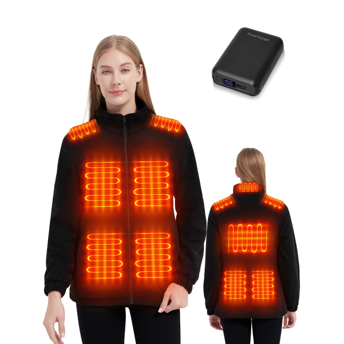 Обогревна куртка для жінок з Powerbank 18400 mAh, 10 зон обігріву, флісова куртка Feece, тепла куртка з акумулятором, зимовий одяг з обігрівом (L)