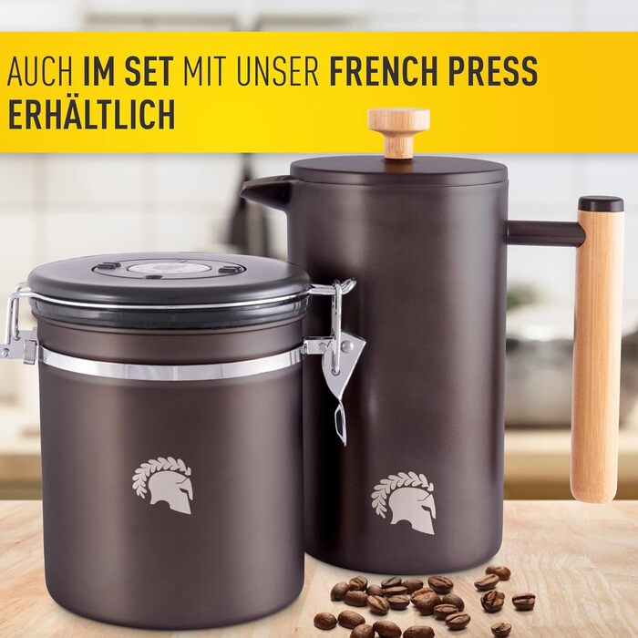 BaristaSoul Barista Legends® - Герметична кавова банка 500г з нержавіючої сталі з вічним календарем (Gunmetal)