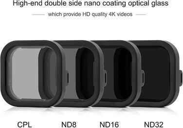 Фільтри SOONSUN для GoPro Hero 12 11 10 9: CPL, ND8, ND16, ND32 (4 шт.)