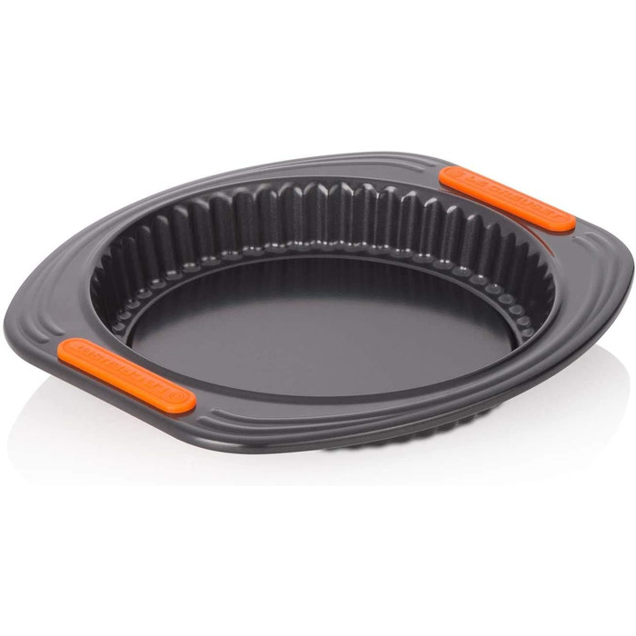 Форма для кішу та пирога Le Creuset, 28 см, антипригарна, зйомне дно, для закваски, з карбоністої сталі, антрацит/помаранчева