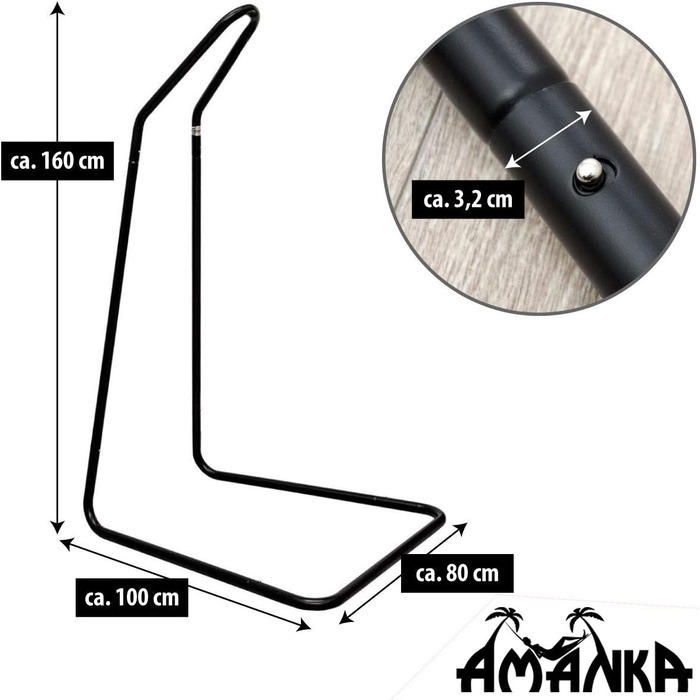 AMANKA Kids Hanging Chair Frame Black, 100x80x160 cm, 50kg, Metal, Hammock