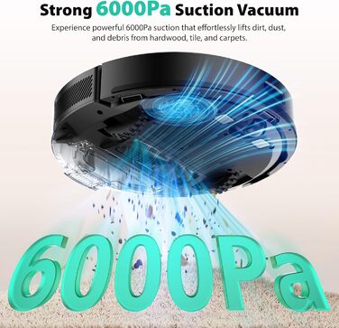 Робот-пилосос Tikom L8000 Plus з потужністю 6000Pa, станція самоочищення, LiDAR-навігація, Wi-Fi, мапінг, для шерсті тварин, килима та твердих підлог