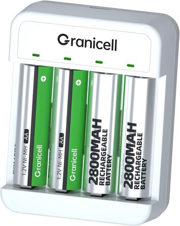 Зарядний пристрій AA + 4 акумулятори AA 2800mAh 1.2V Ni-MH, перезаряджувані батарейки