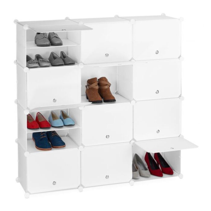 Relaxdays Shoe Cabinet, Plug-in System, 24 Compartments