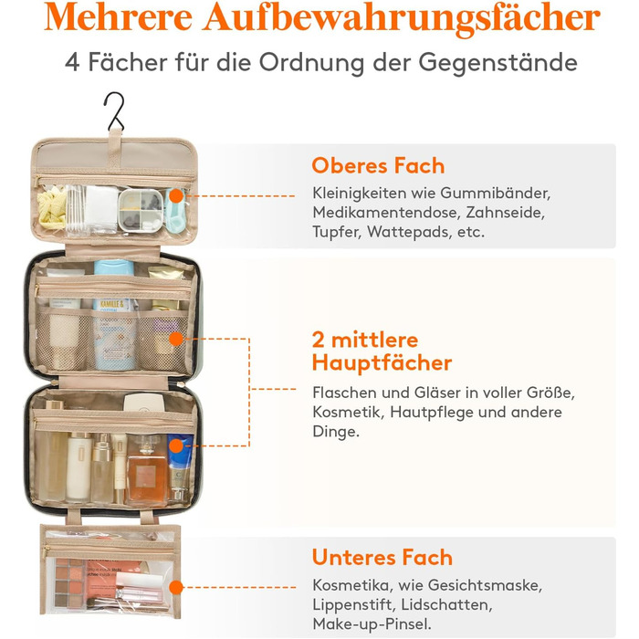 Жіноча дорожня косметичка Lifewit з гачком, велика органайзер для косметики, прозора косметичка для подорожей, м'ятно-зелена