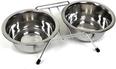 Набір мисок для тварин з нержавіючої сталі PARENCE - 2 шт. - Антиковзкий стійкий підставник - для котів та маленьких собак - діаметр 11 см