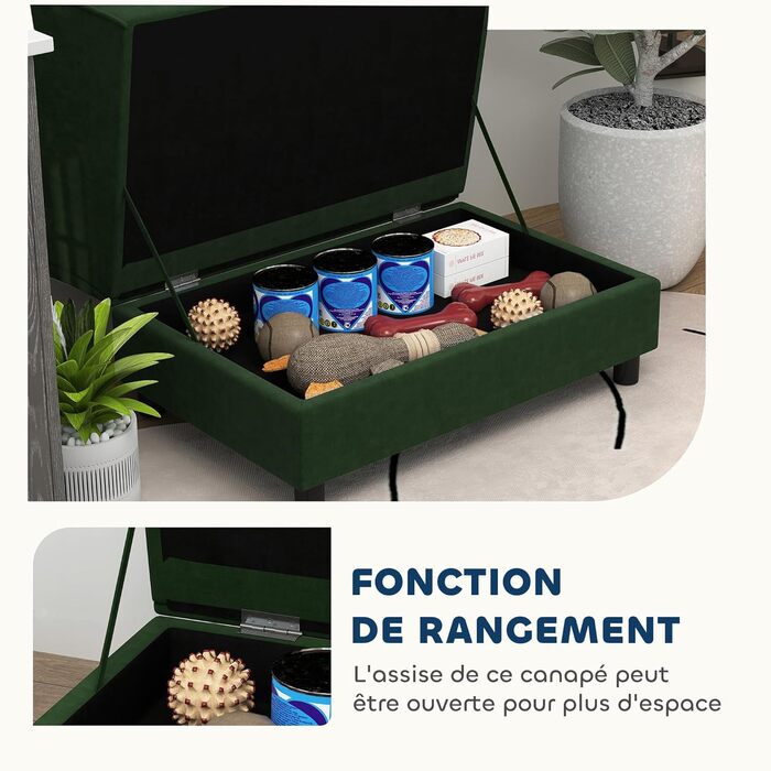 Диван для собак та котів PawHut з місцем для зберігання, зелений, 76 x 45 x 43 см